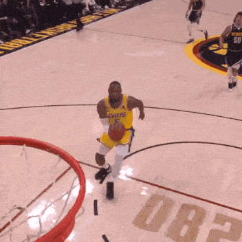 GIF in which LeBron James misses a dunk on purpose