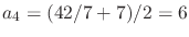$a_{4} = (42/7+7)/2 = 6$