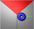 Blue marker passing quickly
				     through a red region