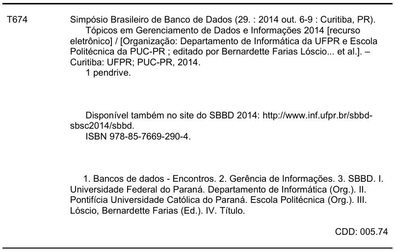 Ficha catalográfica Livro